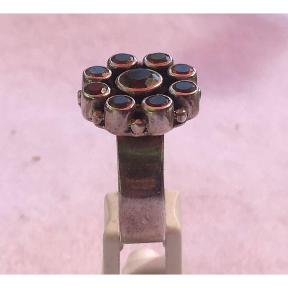 Sterling SIlver Yellow Citrine Birthstone Ring with 9 Gemstones, Size 6 1/4 - Picture 4 of 10